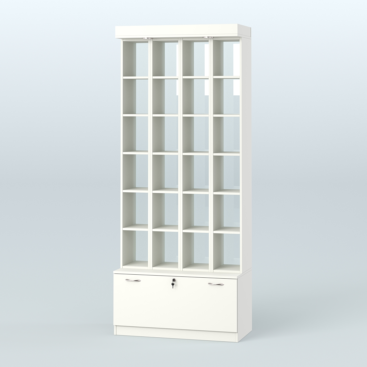 Витрина с каркасом из ДСП для чая и кофе №1-2 (Т16) - задняя стенка Стекло Белый