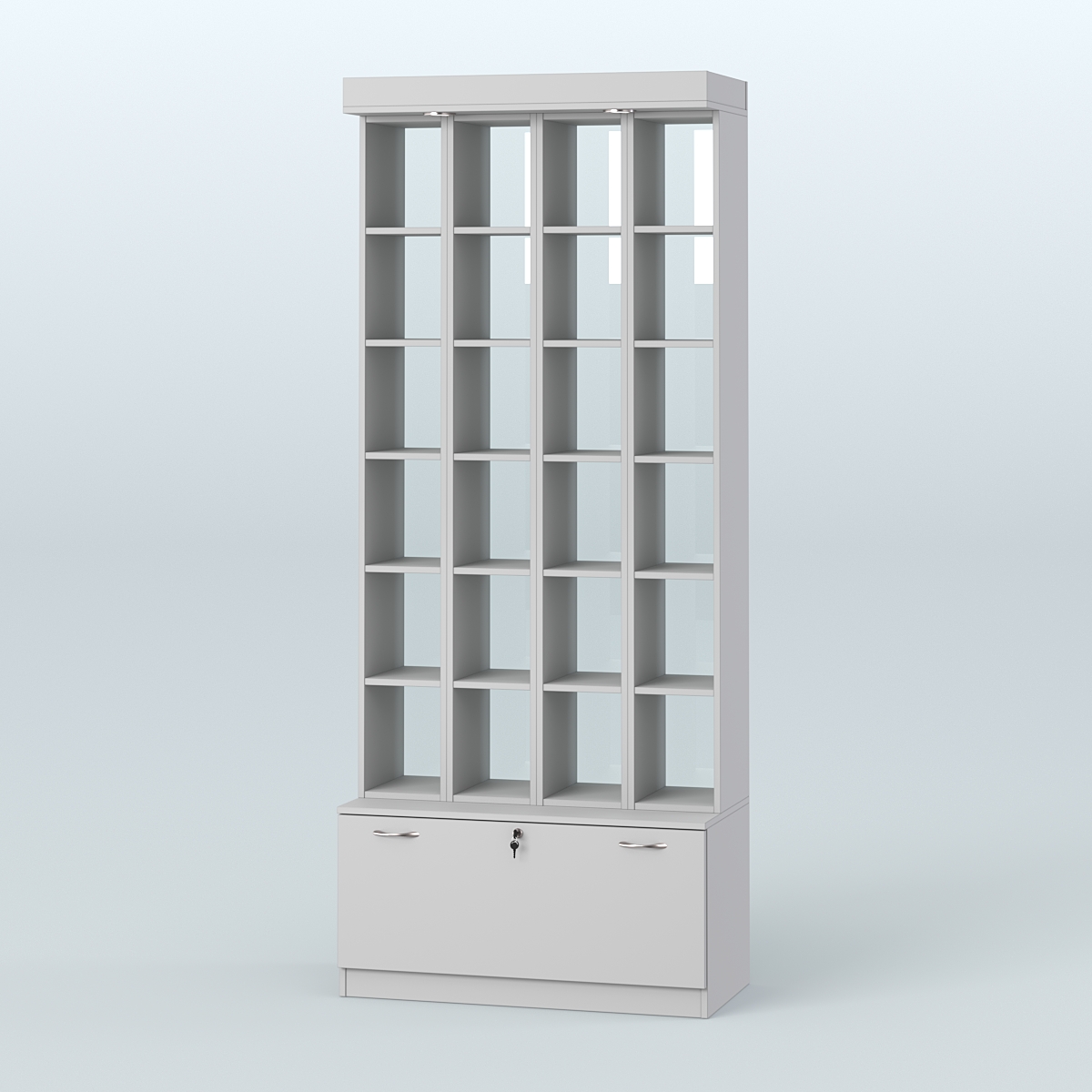 Витрина с каркасом из ДСП для чая и кофе №1-2 (Т16) - задняя стенка Стекло Cерый