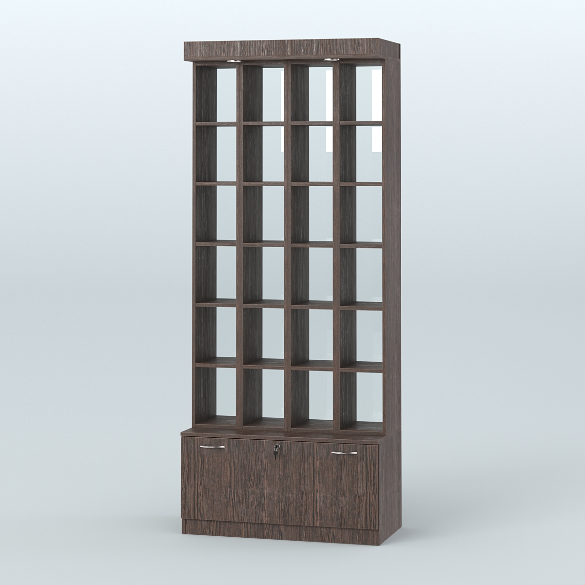 Витрина с каркасом из ДСП для чая и кофе №1-2 (Т16) - задняя стенка Стекло Дуб Венге