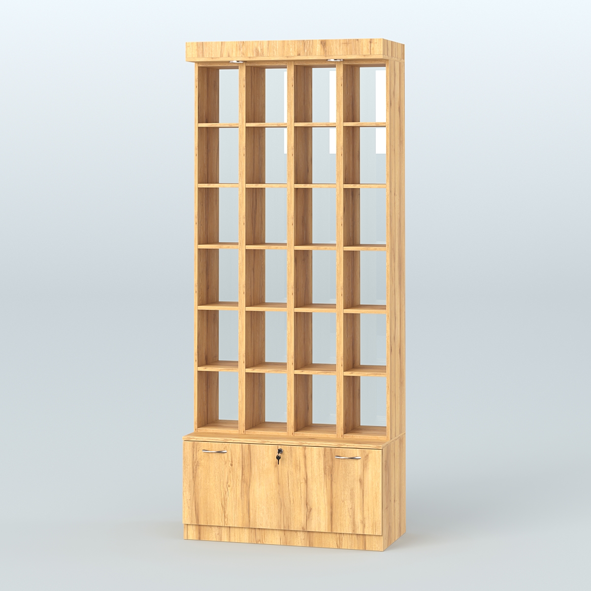 Витрина с каркасом из ДСП для чая и кофе №1-2 (Т16) - задняя стенка Стекло Дуб Золотистый