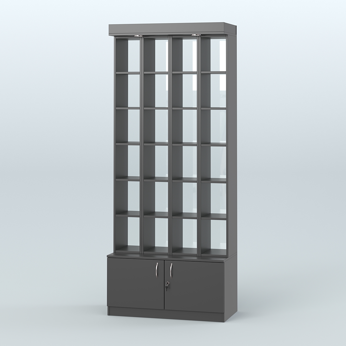 Витрина с подиумом-накопителем для чая и кофе №4-2 (Т25) задняя стенка Стекло Черный