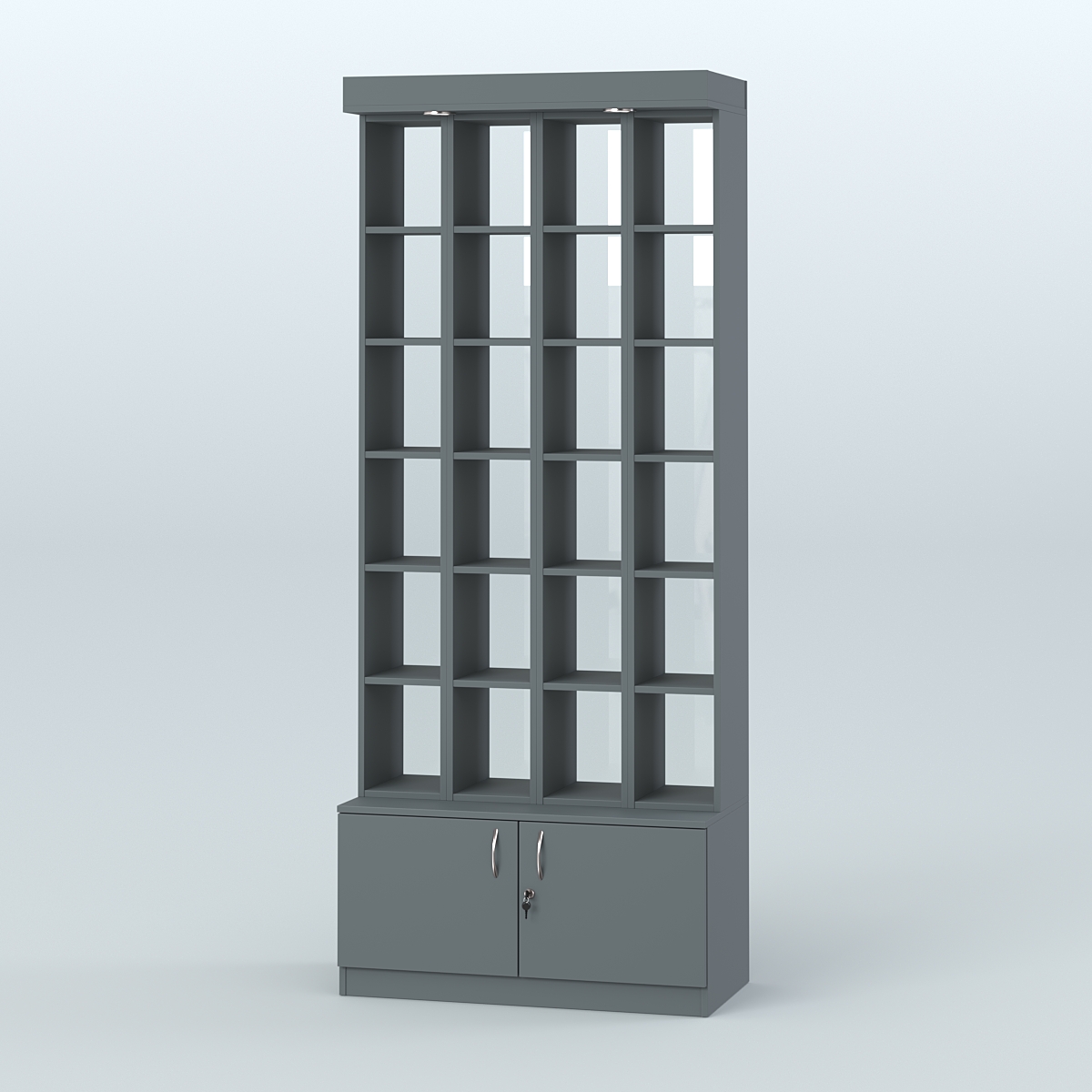 Витрина с подиумом-накопителем для чая и кофе №4-2 (Т25) задняя стенка Стекло Темно-Серый