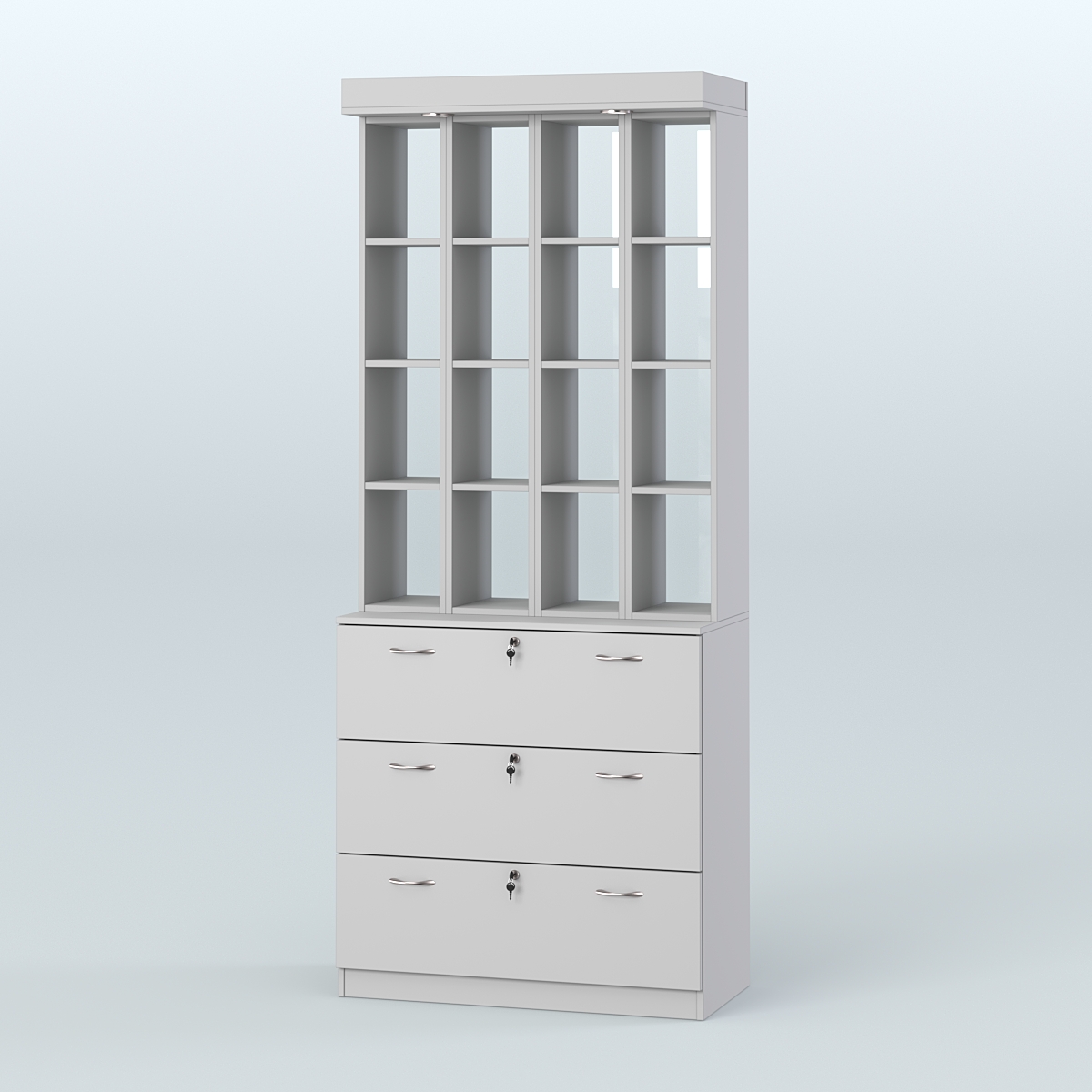 Витрина с накопителями на замке для чая и кофе №5-2 (Т18) задняя стенка Стекло Серый