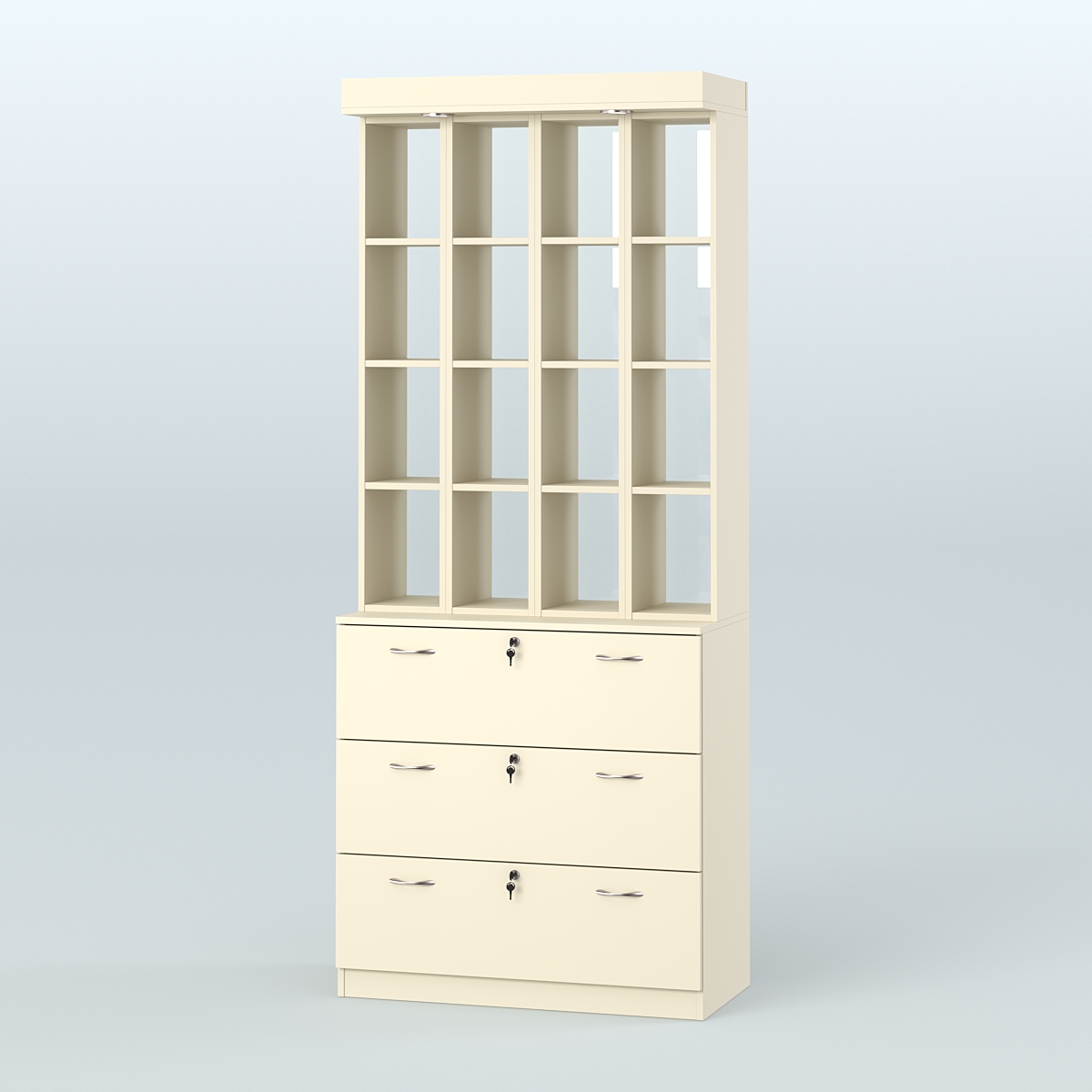 Витрина с накопителями на замке для чая и кофе №5-2 (Т18) задняя стенка Стекло Крем Вайс