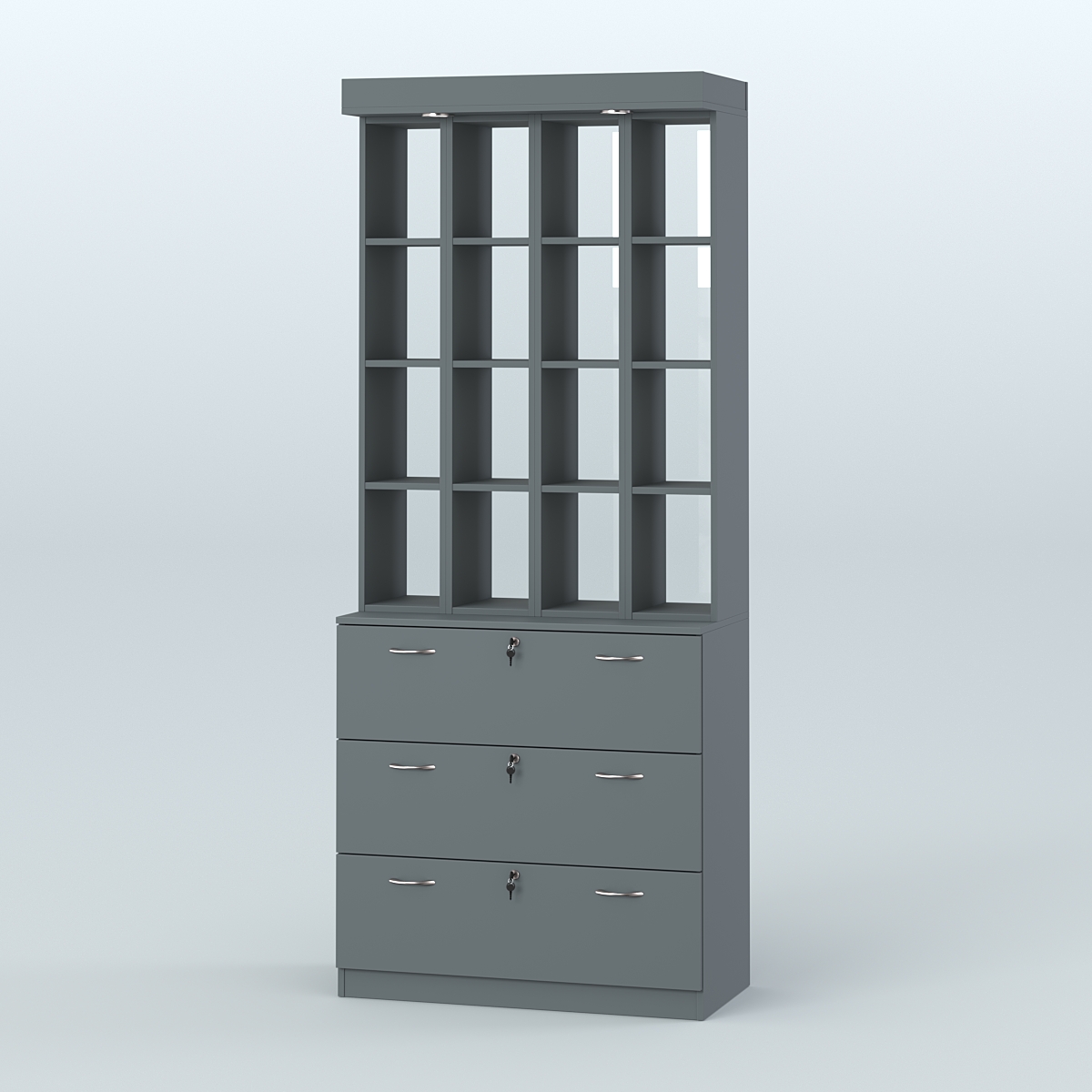 Витрина с накопителями на замке для чая и кофе №5-2 (Т18) задняя стенка Стекло Темно-Серый