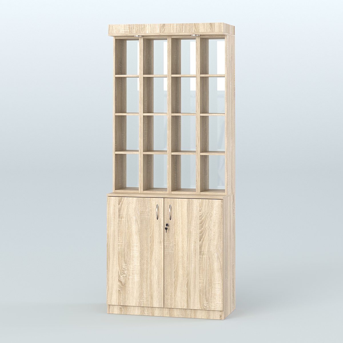 Витрина открытая для чая и кофе №6-2 (Т27) задняя стенка Стекло Дуб сонома