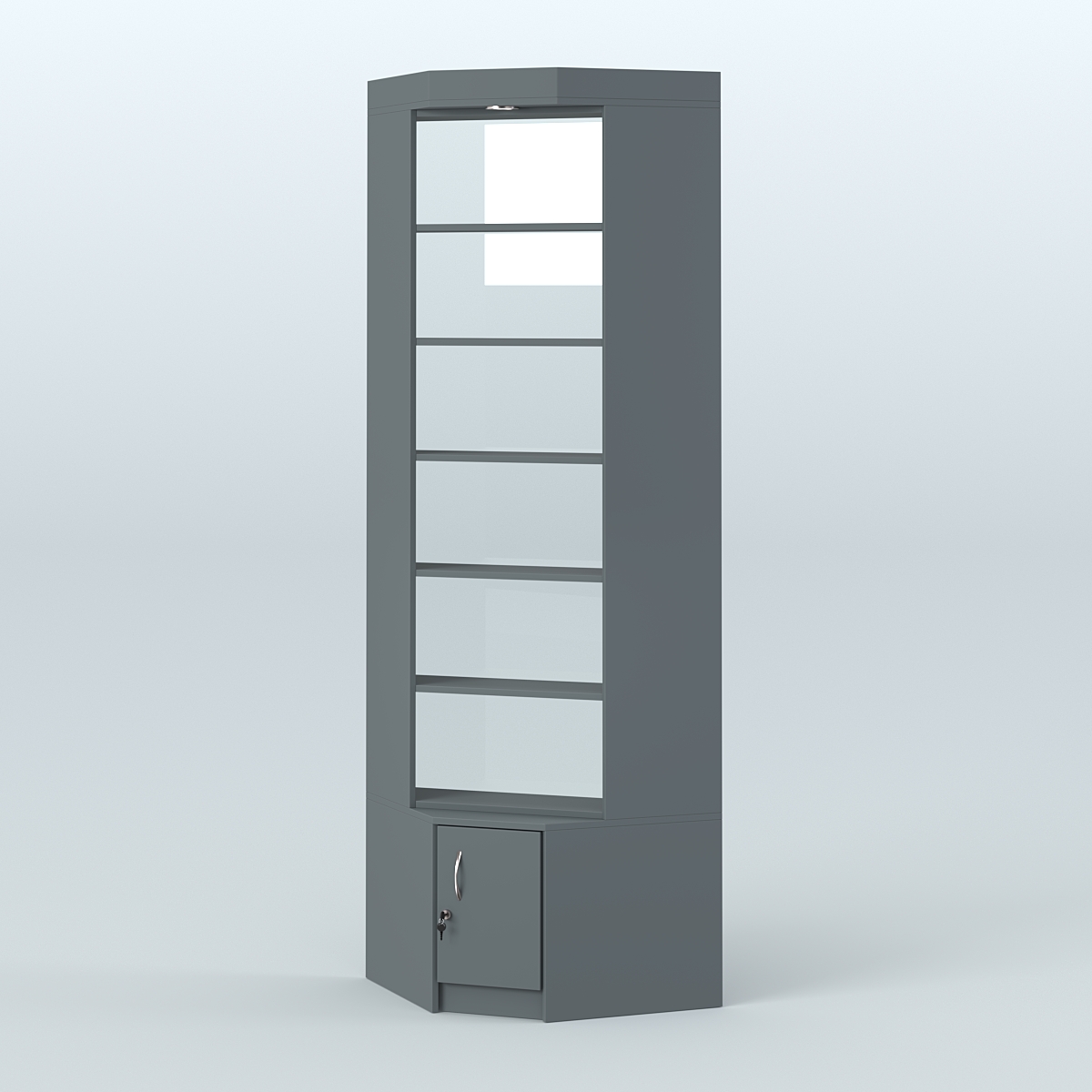 Витрина с верхней подсветкой для чая и кофе угловая №1-2 задняя стенка Стекло Темно-Серый