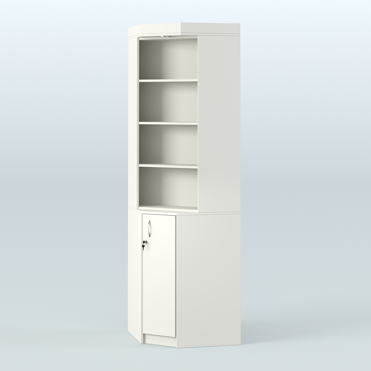 Витрина с большим накопителем для чая и кофе угловая №2-1 задняя стенка ДВП Белый