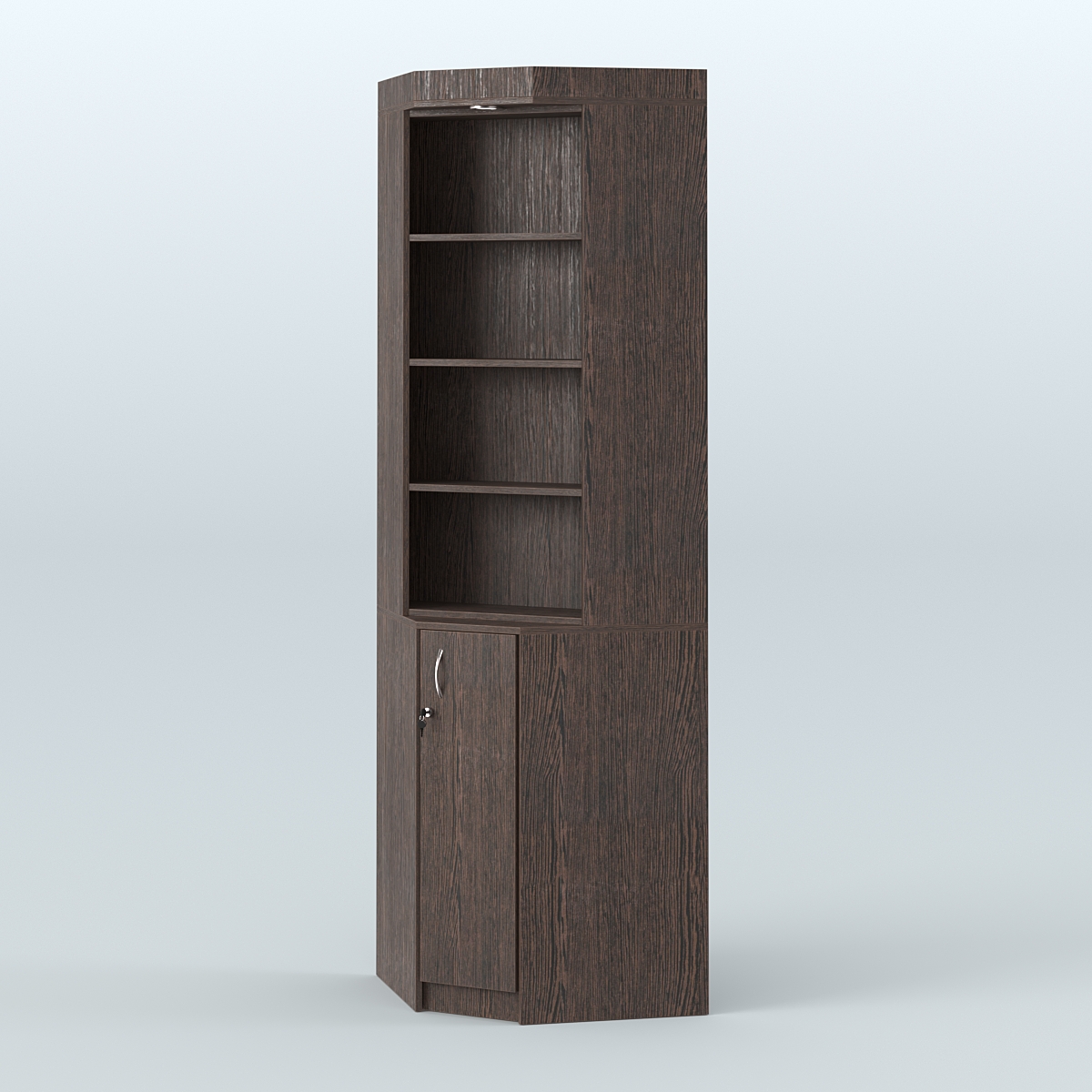 Витрина с большим накопителем для чая и кофе угловая №2-1 задняя стенка ДВП Дуб Венге