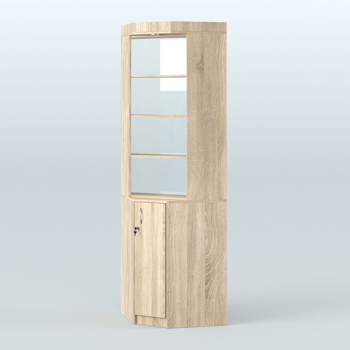 Витрина из ДСП для чая и кофе угловая №2-2 задняя стенка Стекло Дуб сонома