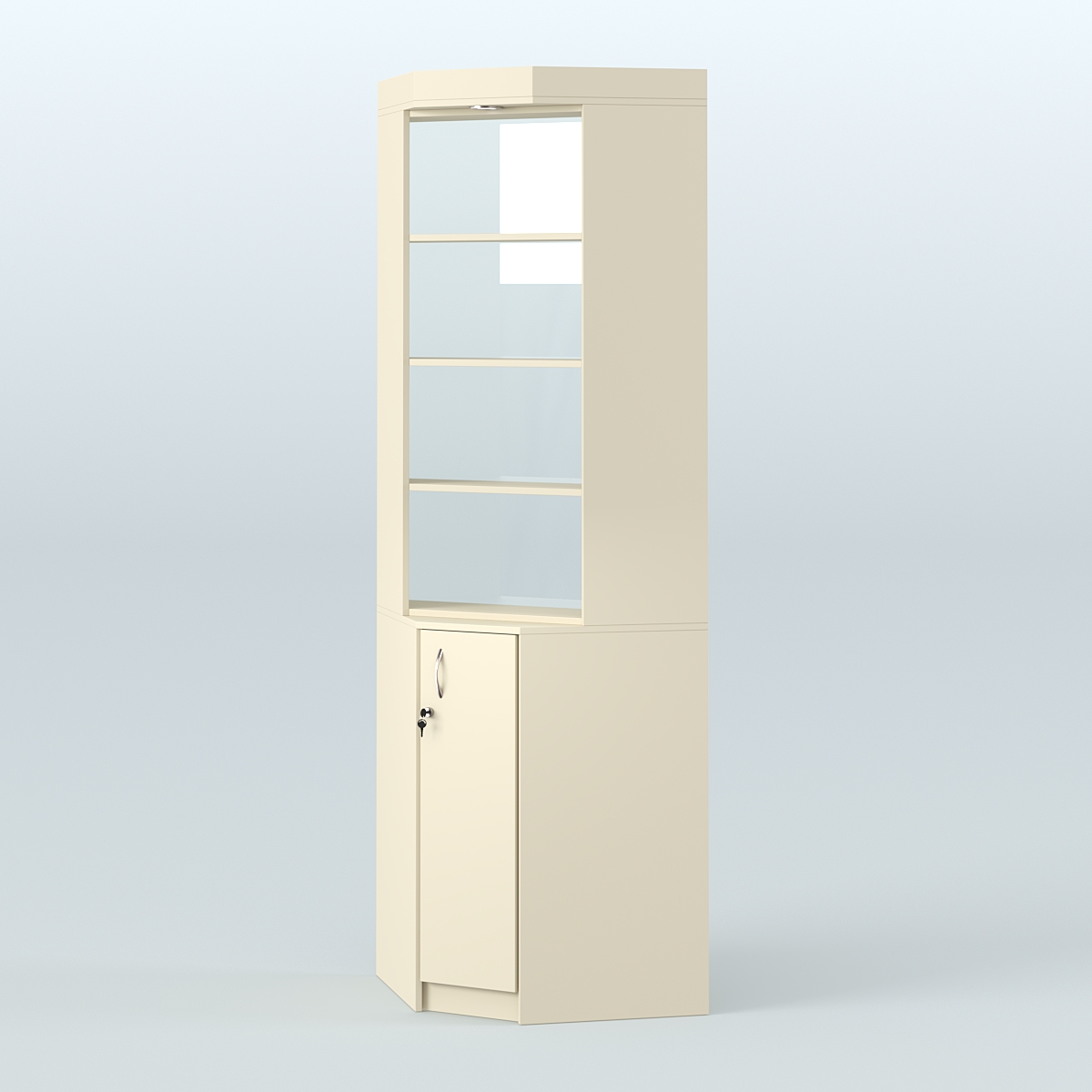 Витрина из ДСП для чая и кофе угловая №2-2 задняя стенка Стекло Крем Вайс