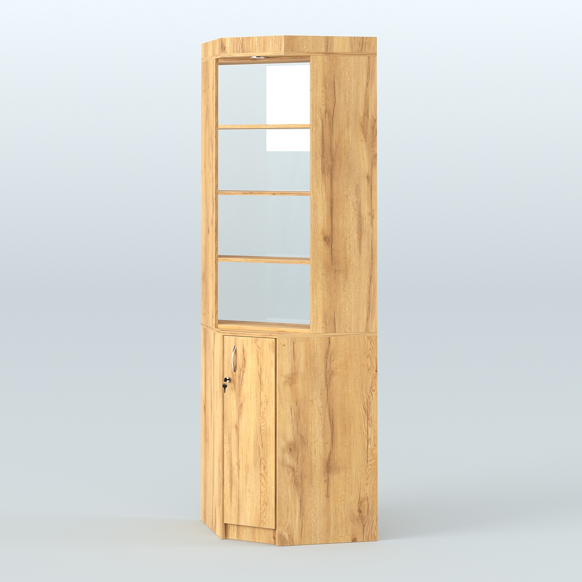 Витрина из ДСП для чая и кофе угловая №2-2 задняя стенка Стекло Дуб Золотистый