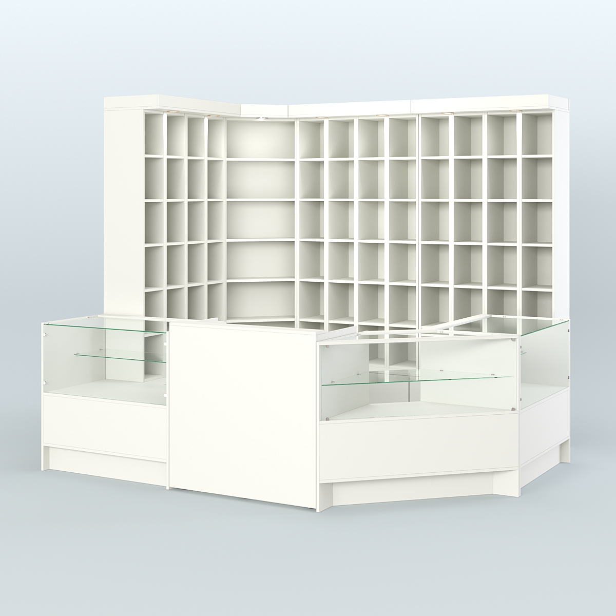 Павильон из витрин, прилавков для продажи чая и кофе №1 Белый