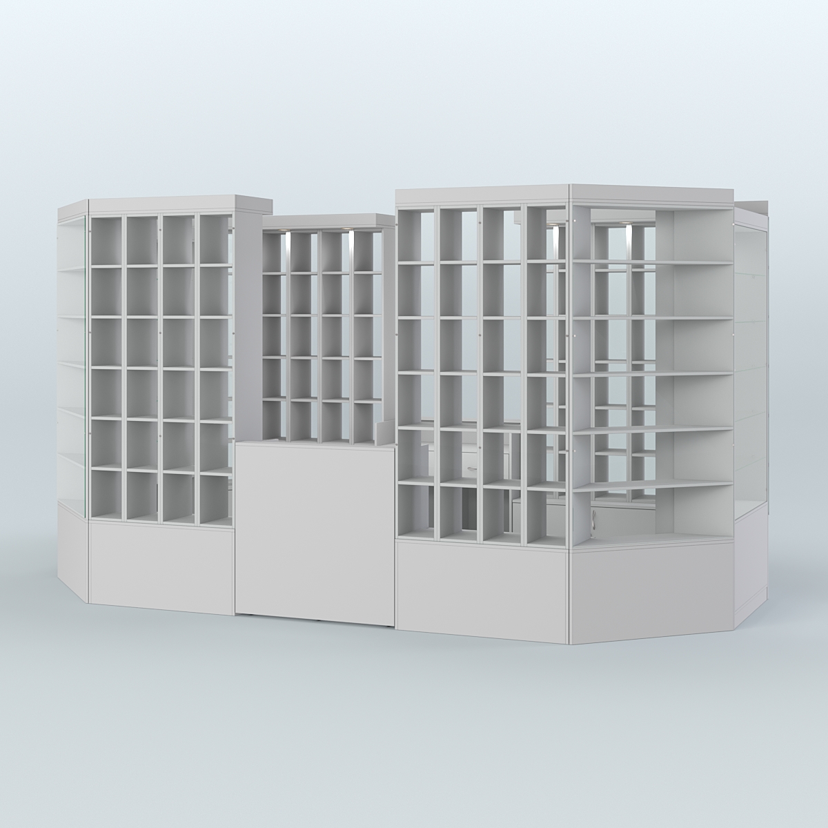 Павильон с двумя кассовыми прилавками для продажи чая и кофе №2 Серый