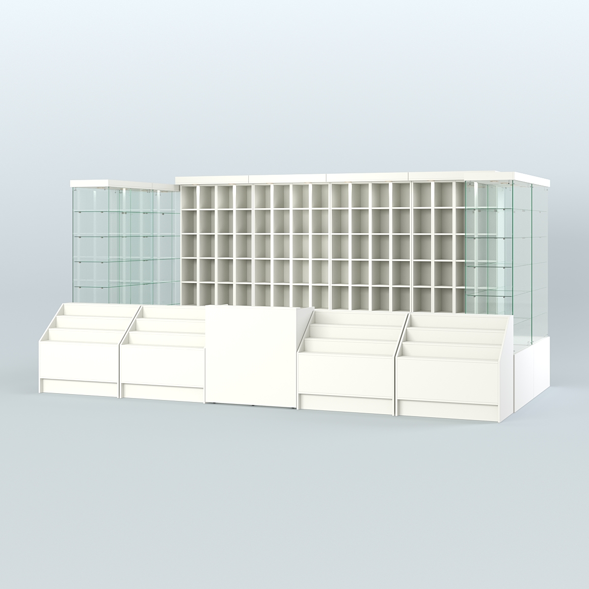 Павильон с прилавками-горка для продажи чая и кофе №4 Белый