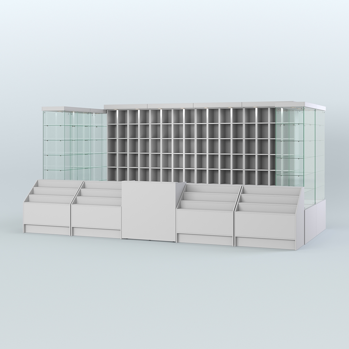 Павильон с прилавками-горка для продажи чая и кофе №4 Серый