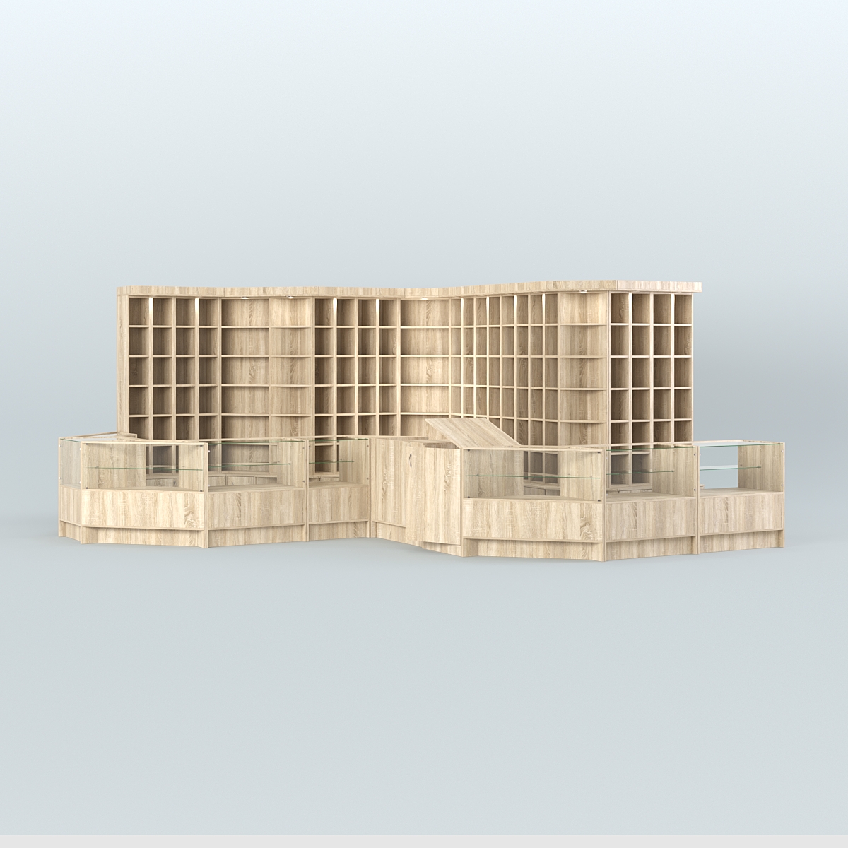 Павильон со стеклянными прилавками для продажи чая и кофе №5 Дуб сонома