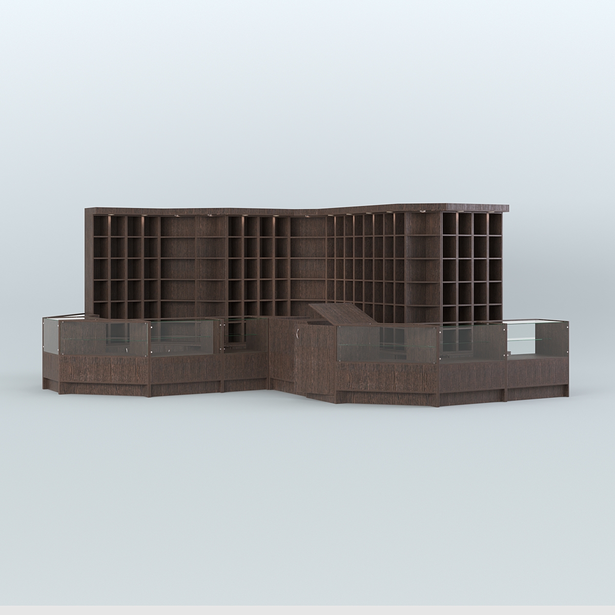 Павильон со стеклянными прилавками для продажи чая и кофе №5 Дуб Венге