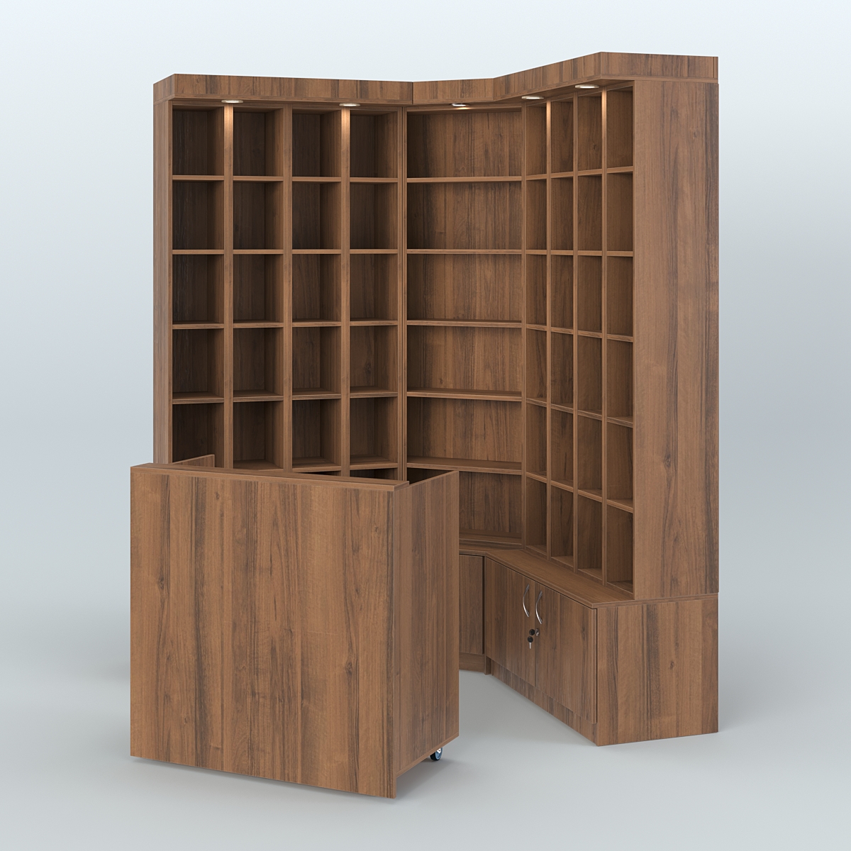 Павильон из открытых витрин для продажи чая и кофе №6 Орех