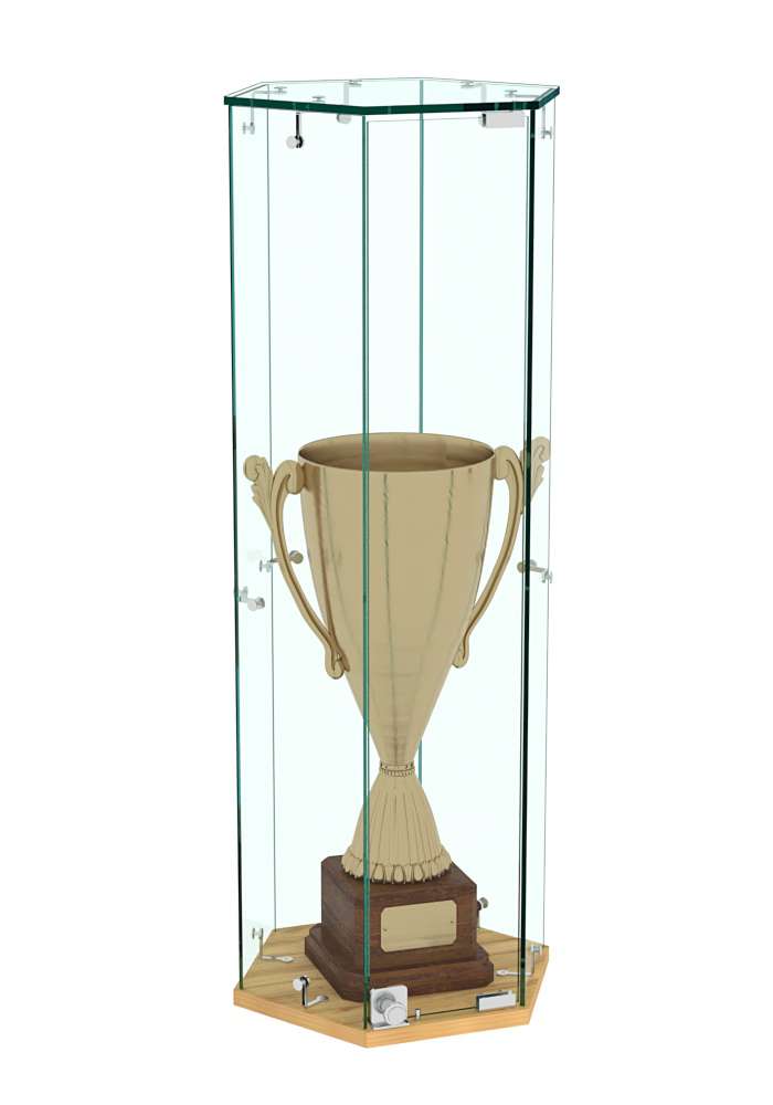 Витрина Истра настольная шестигранная №10  (без полок, прозрачная) Дуб Золотистый