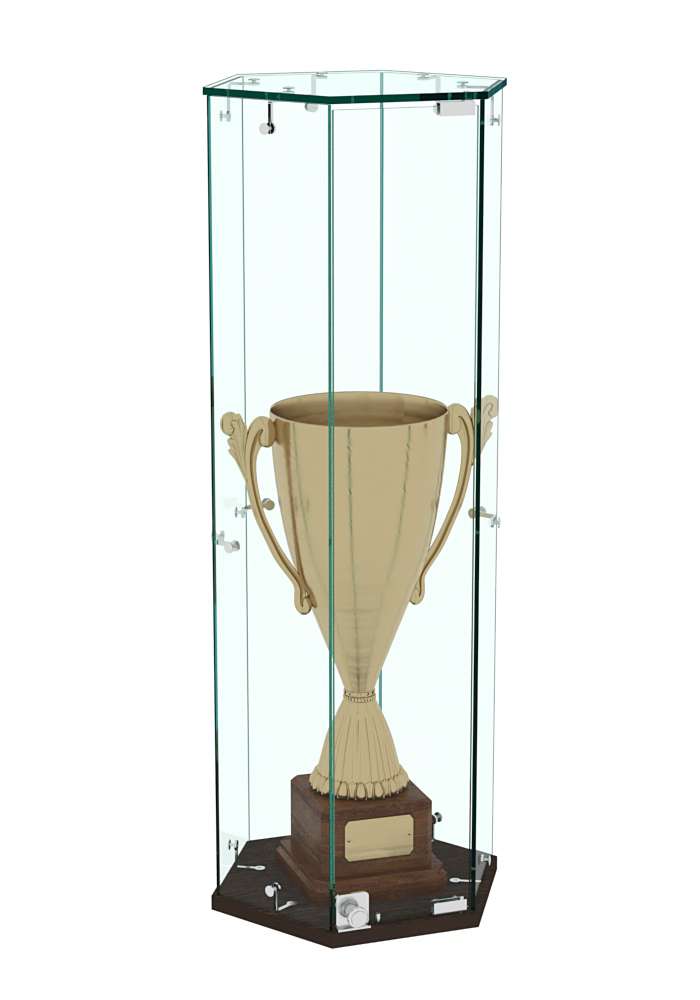 Витрина Истра настольная шестигранная №10  (без полок, прозрачная) Дуб Венге