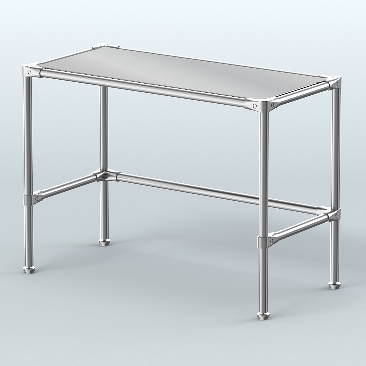 Стол средний D-42 с полкой зеркало 4мм Черный