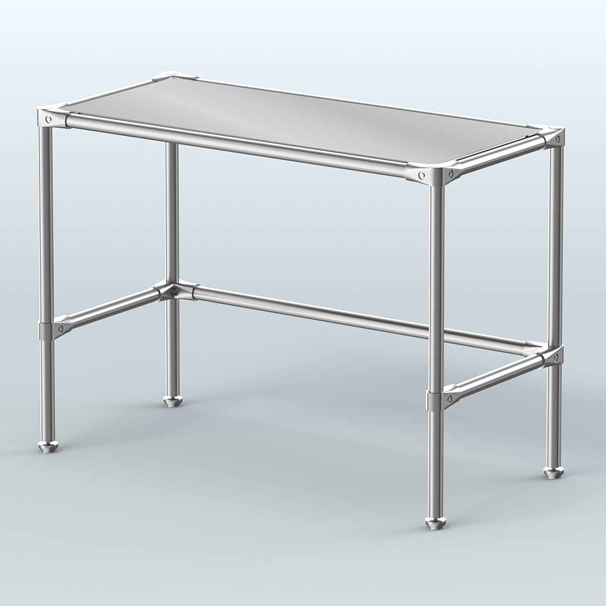 Стол средний D-42 с полкой зеркало 4мм Ясень Анкор темный