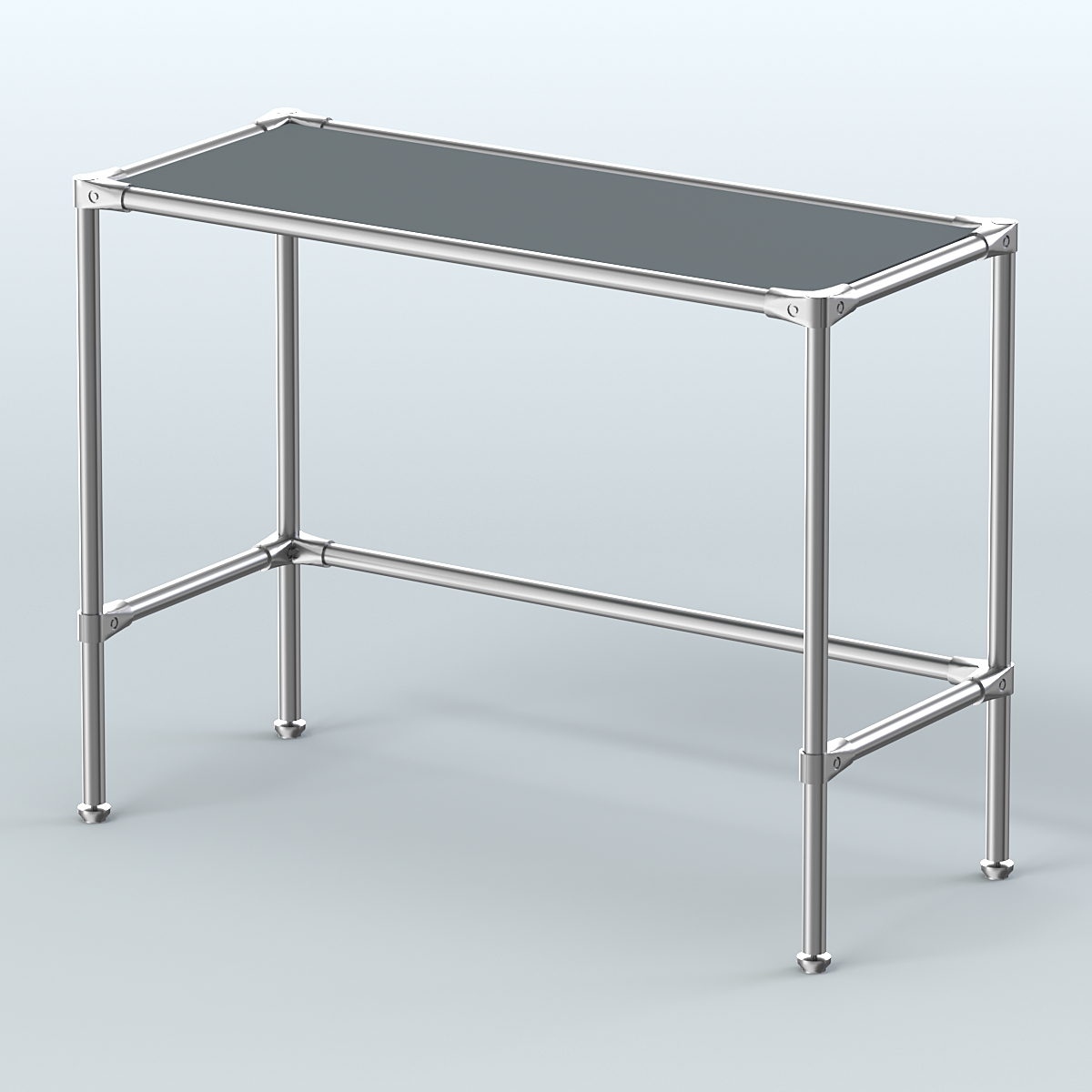 Стол большой D-43 с полкой ДСП 16мм Темно-Серый