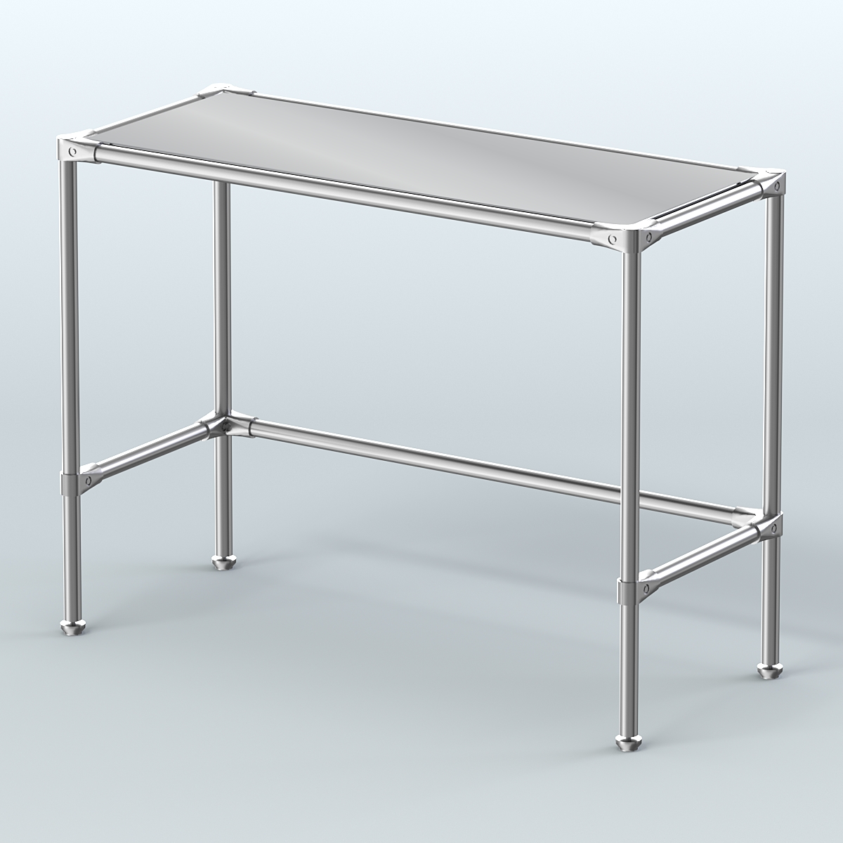 Стол большой D-43 с полкой зеркало 4мм Черный