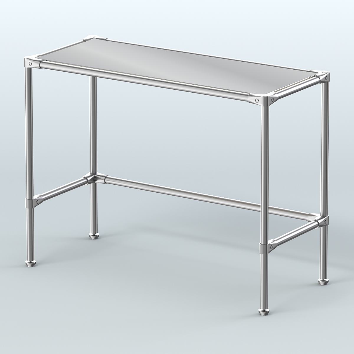 Стол большой D-43 с полкой зеркало 4мм Крем Вайс