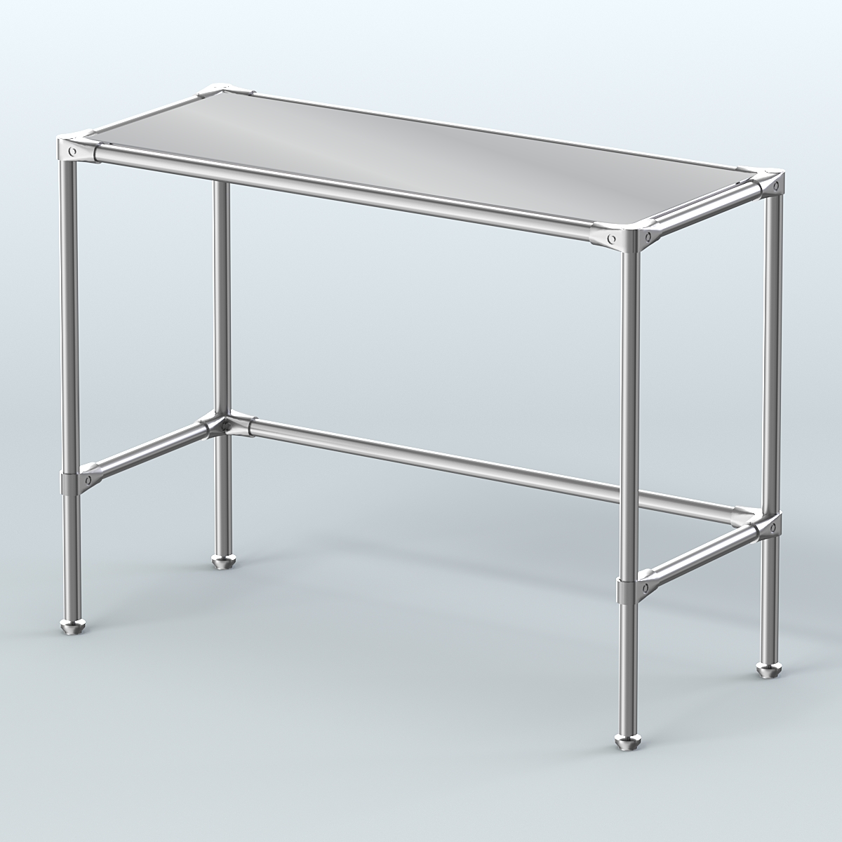 Стол большой D-43 с полкой зеркало 4мм Ясень Анкор светлый