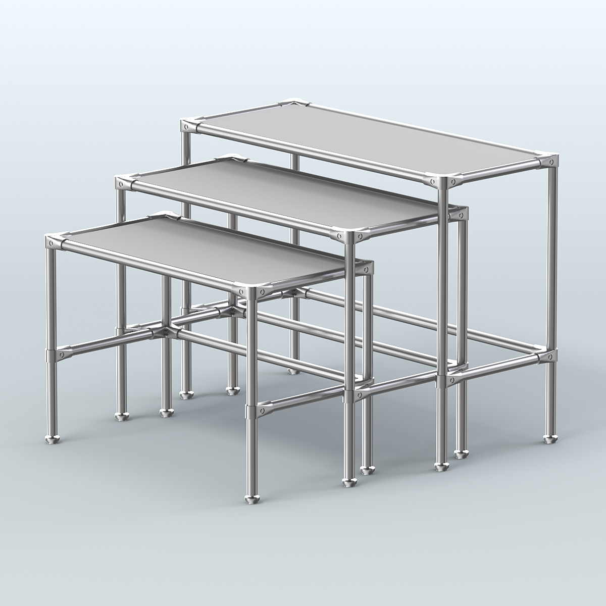 Комплект столов №1-4 с полками ДСП 16мм Серый