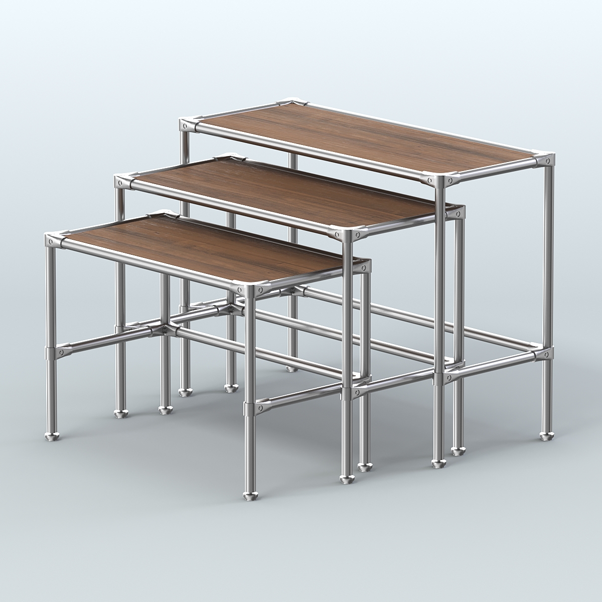 Комплект столов №1-4 с полками ДСП 16мм Орех