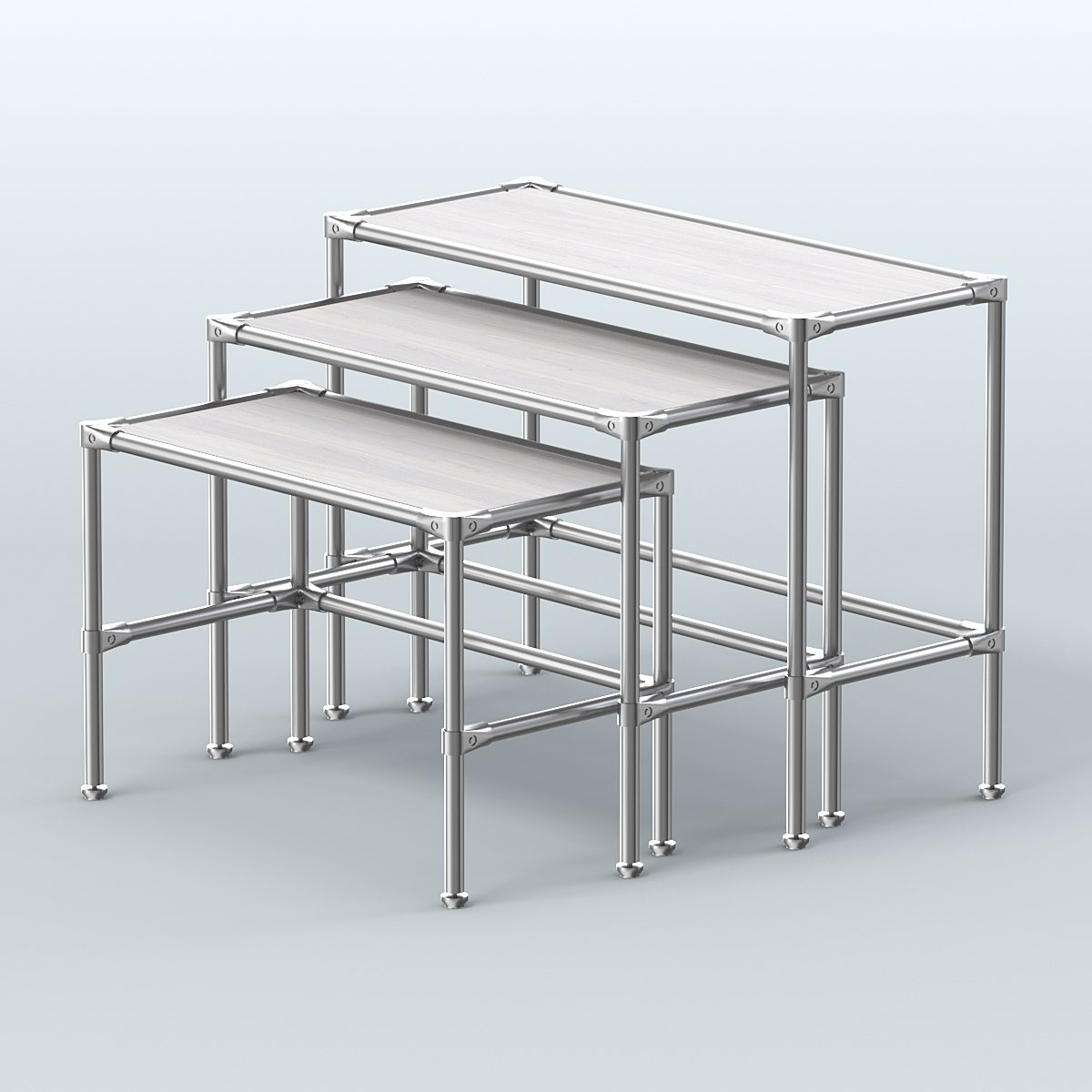Комплект столов №1-4 с полками ДСП 16мм Ясень Анкор светлый