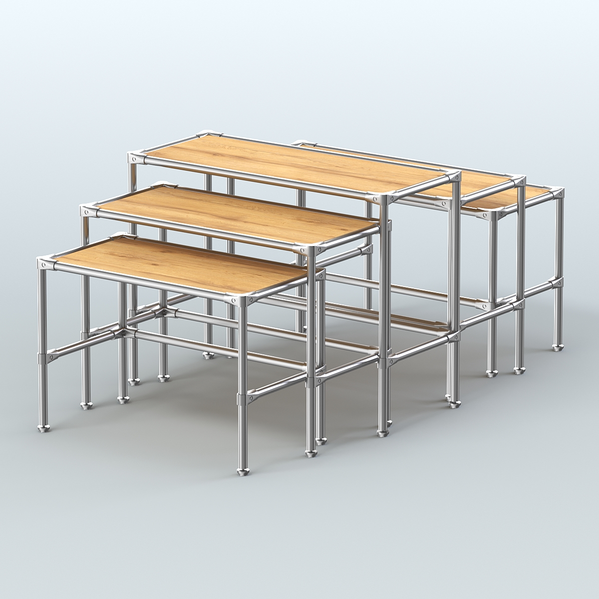 Комплект столов №2-4 с полками ДСП 16мм Дуб Золотистый