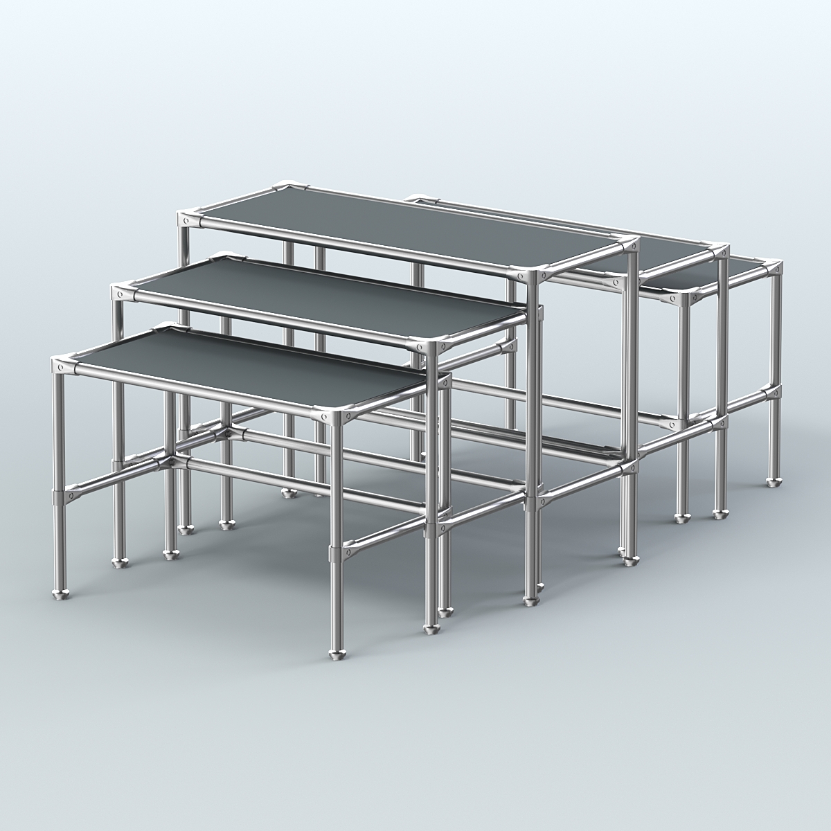 Комплект столов №2-4 с полками ДСП 16мм Темно-Серый