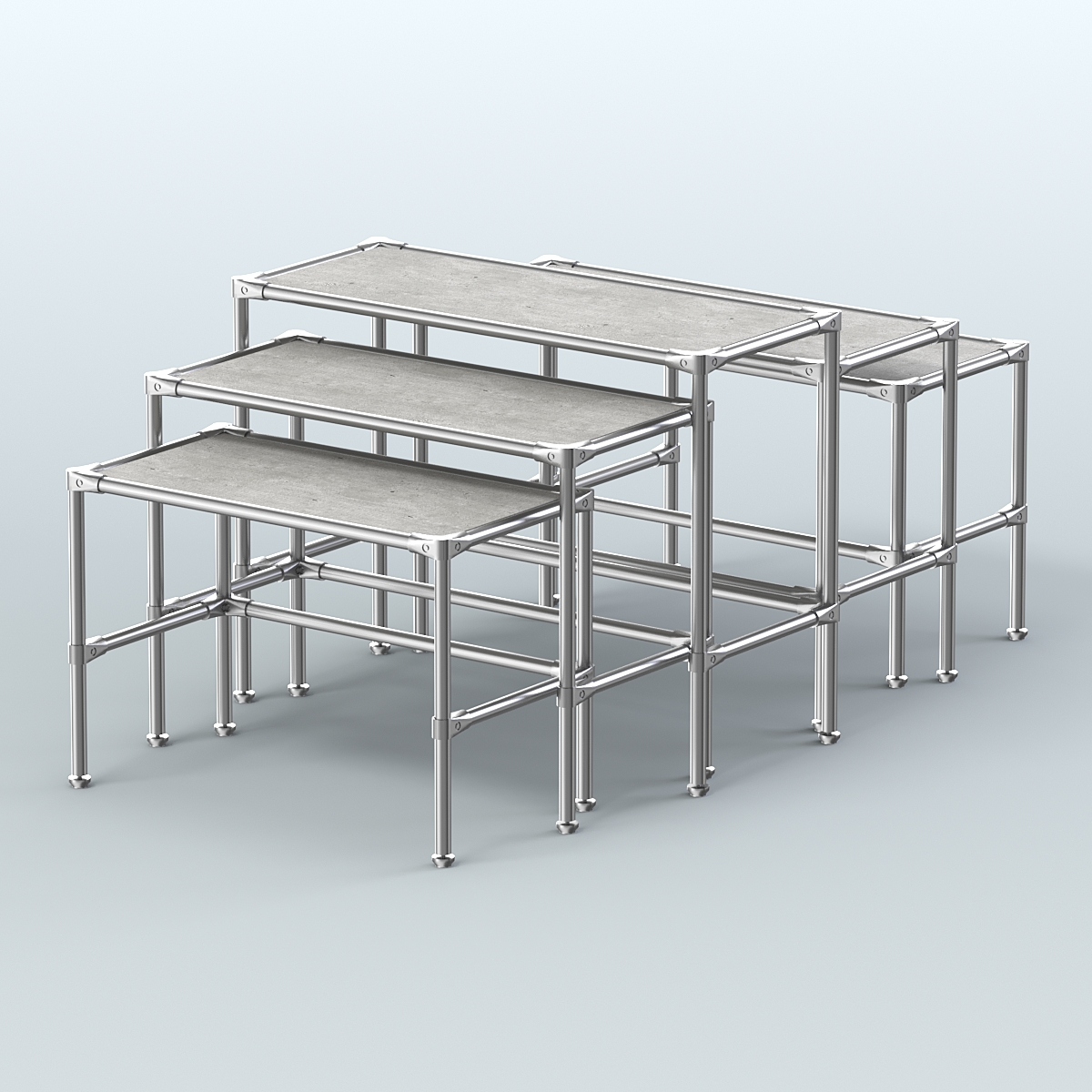 Комплект столов №2-4 с полками ДСП 16мм Метрополитан Грей