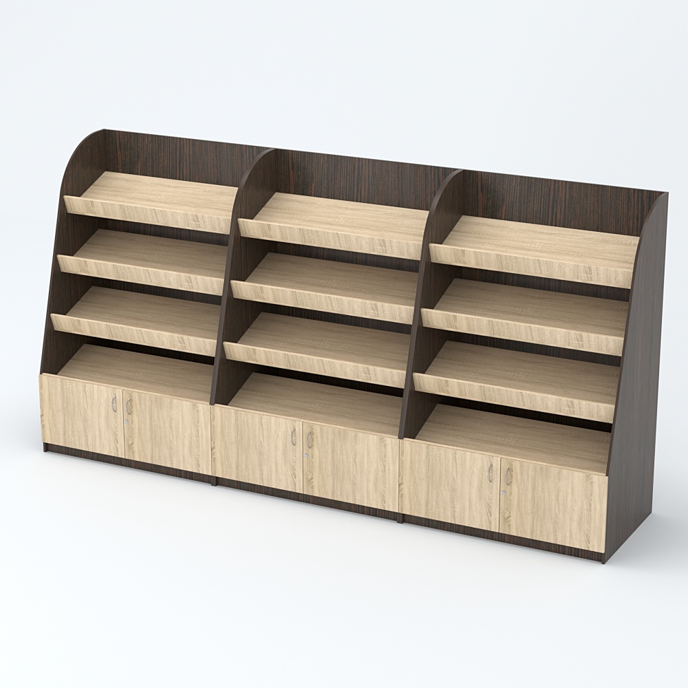 Пристенный торговый развал для овощей и фруктов №10 Дуб Венге + Дуб Сонома