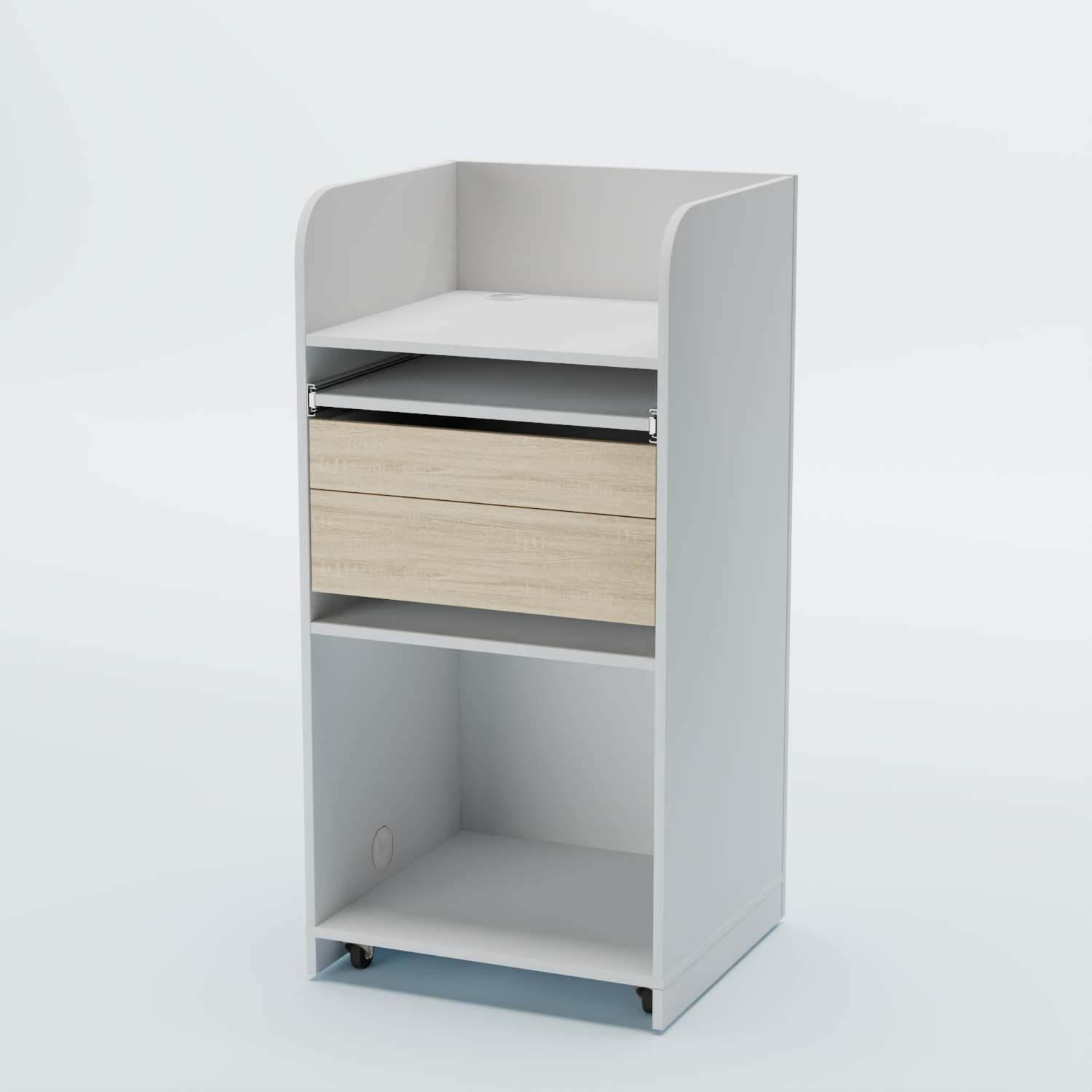 Стойка официанта "Бармен" №3 передвижная Белый + Дуб Сонома