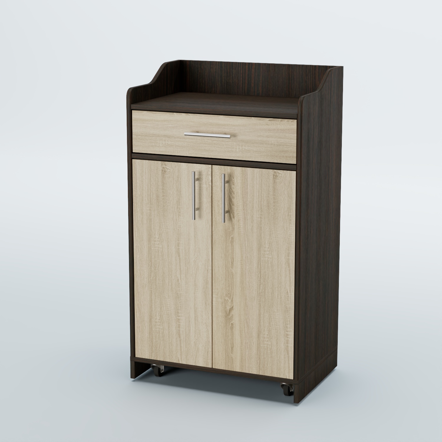 Стойка официанта "Бармен" №5-П передвижная Дуб Венге + Дуб Сонома