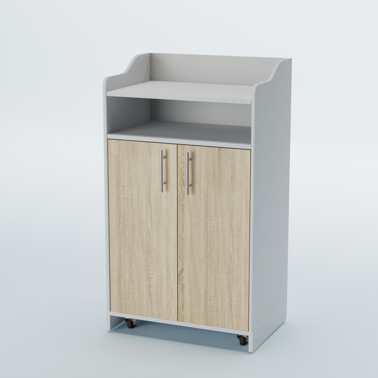 Стойка официанта "Бармен" №4-П передвижная Белый + Дуб Сонома