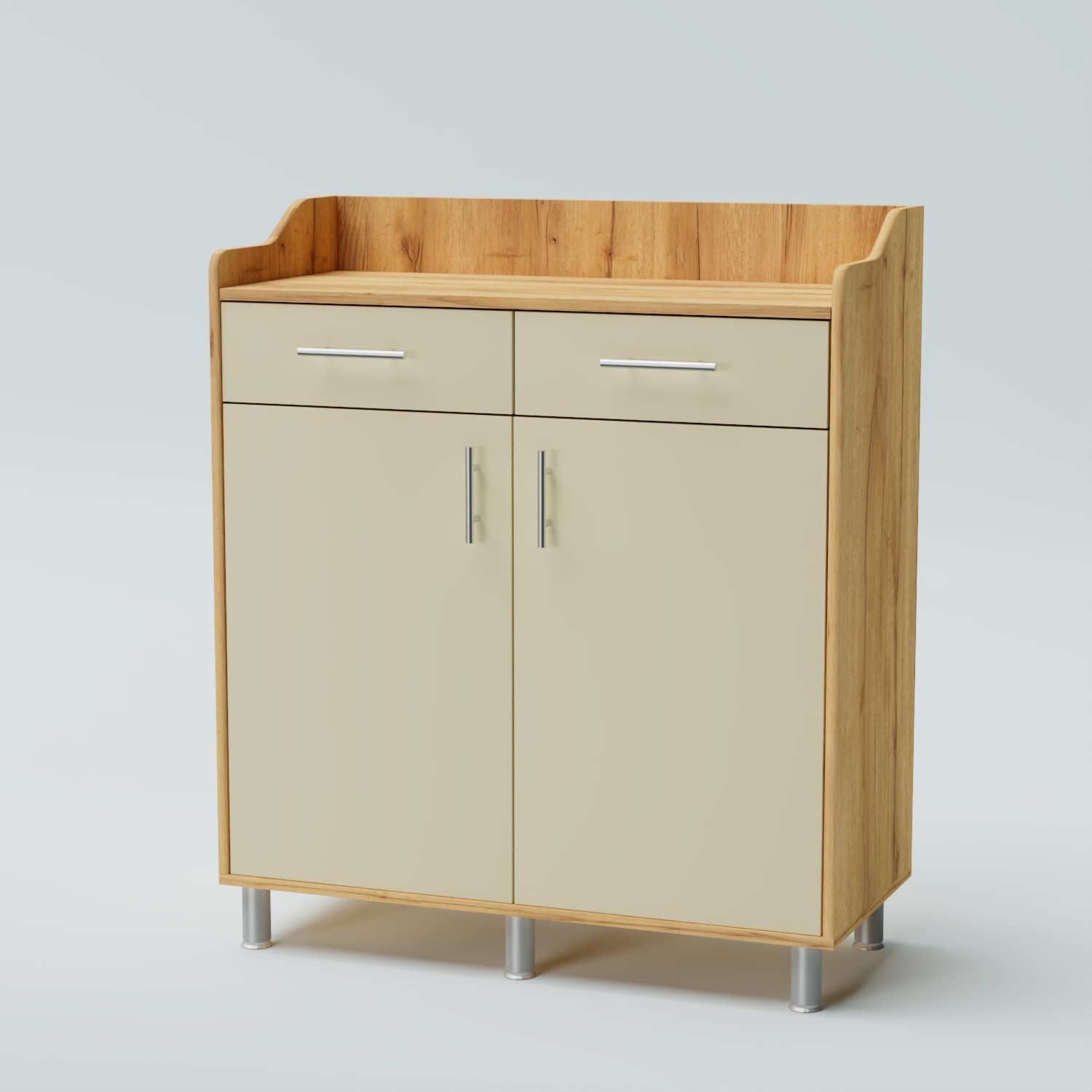 Стойка официанта "Бармен" №6-Н на ножках Дуб Золотистый и Крем Вайс