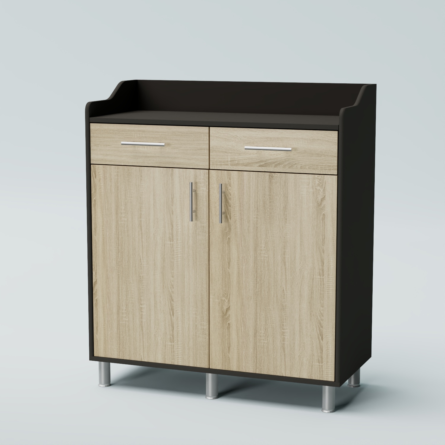 Стойка официанта "Бармен" №6-Н на ножках Черный + Дуб Сонома