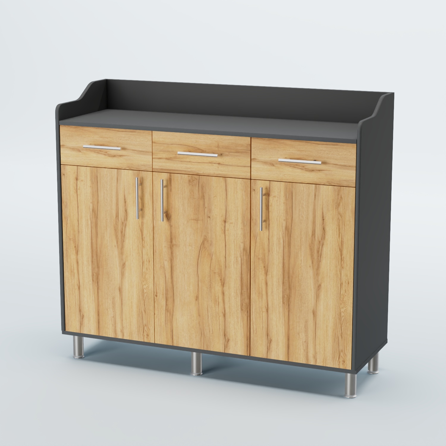 Стойка официанта "Бармен" №8-Н на ножках Темно-Серый  + Дуб Золотистый