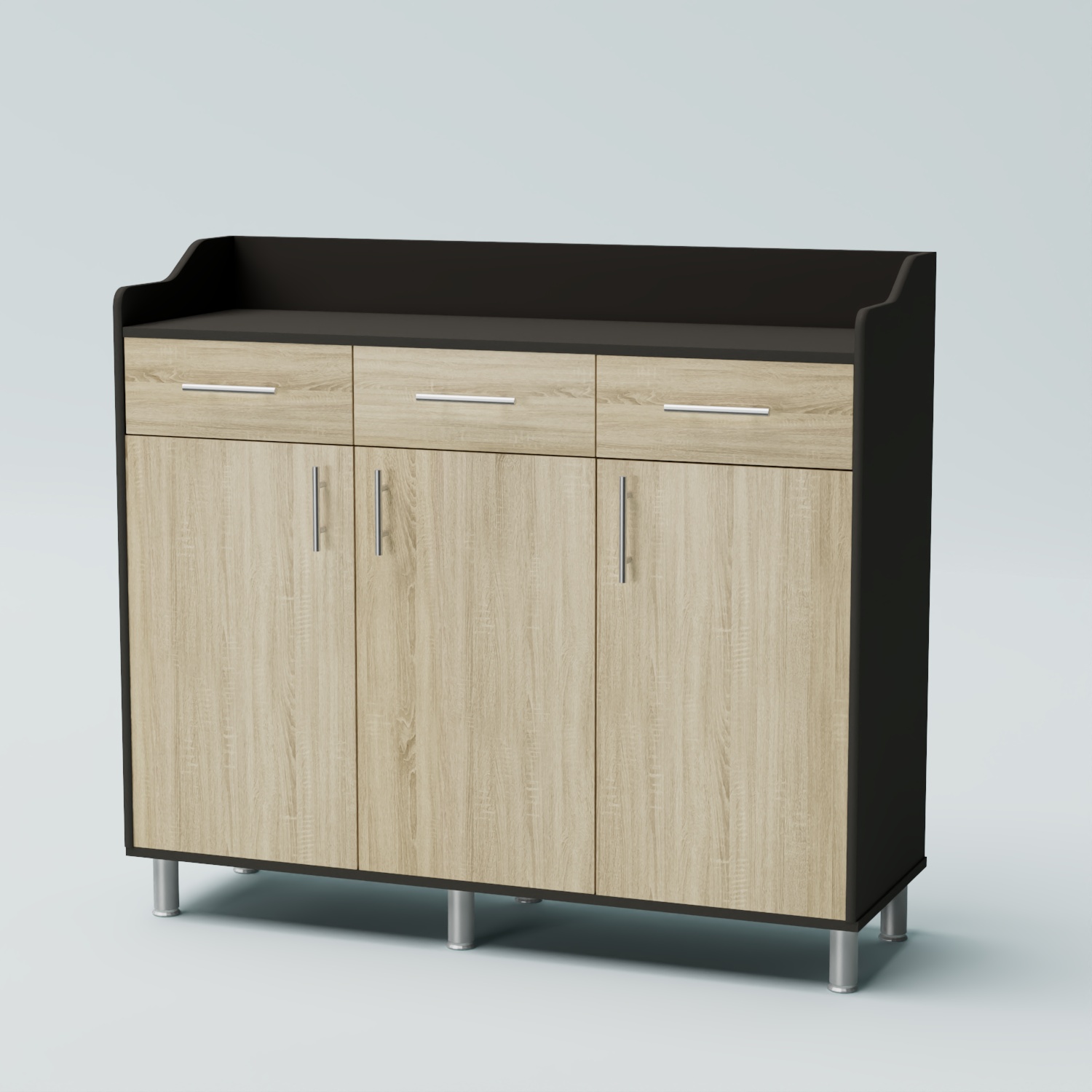 Стойка официанта "Бармен" №8-Н на ножках Черный + Дуб Сонома