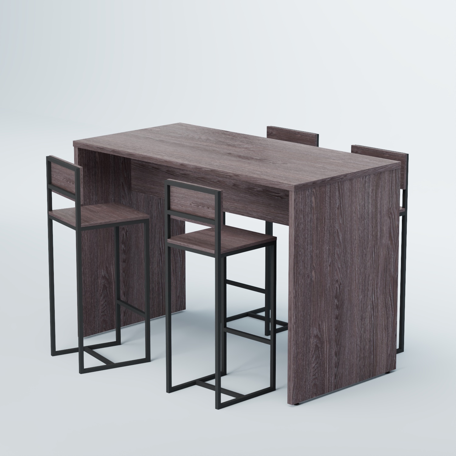 Комплект барный стол "Кофе-брейк" №1 и стулья Ясень Анкор темный