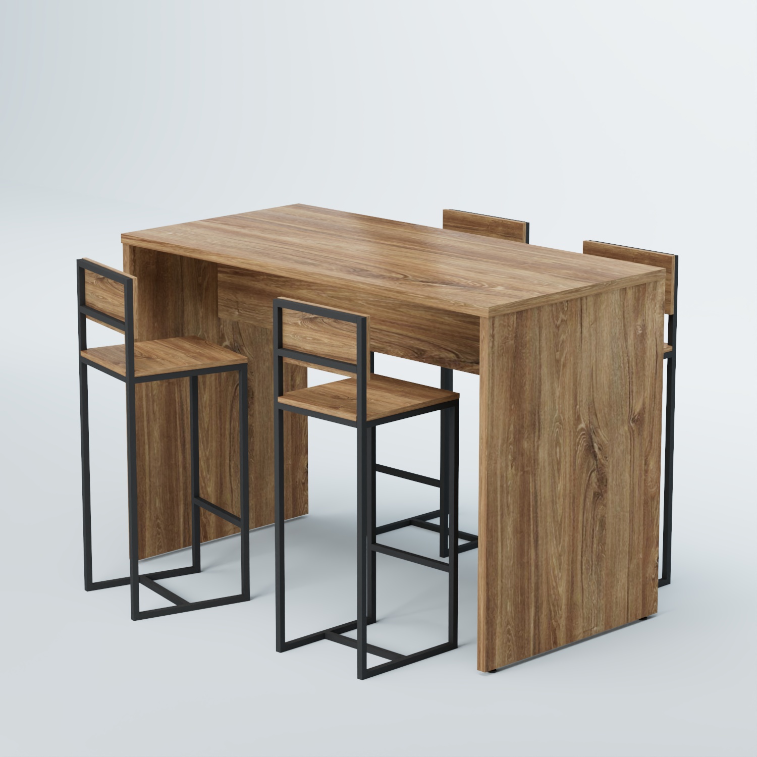 Комплект барный стол "Кофе-брейк" №1 и стулья Дуб Канзас коричневый