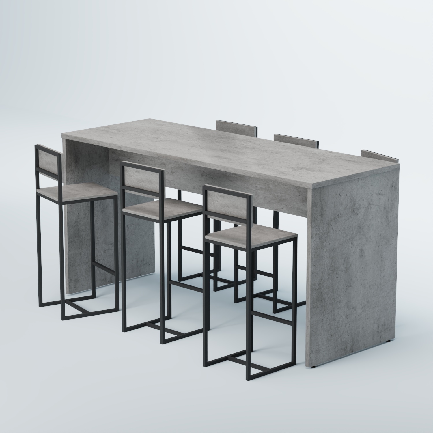 Комплект барный стол "Кофе-брейк" №2 и стулья Бетон Чикаго светло-серый F186 ST9