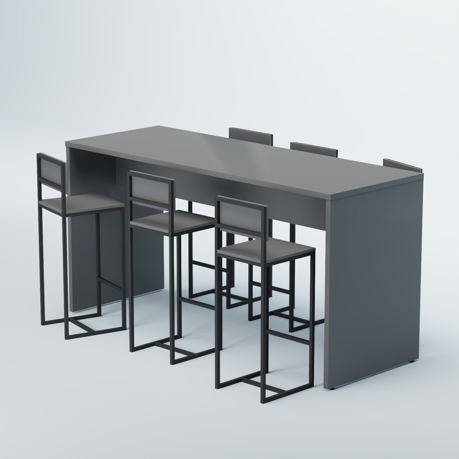 Комплект барный стол "Кофе-брейк" №2 и стулья Темно-Серый