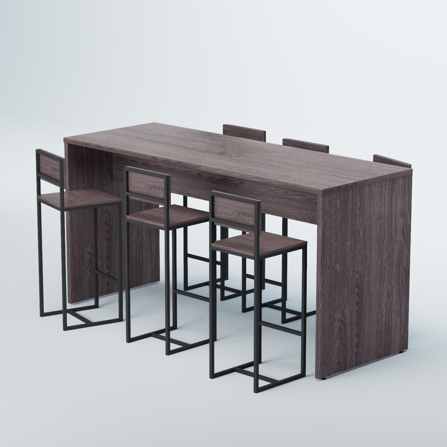 Комплект барный стол "Кофе-брейк" №2 и стулья Ясень Анкор темный